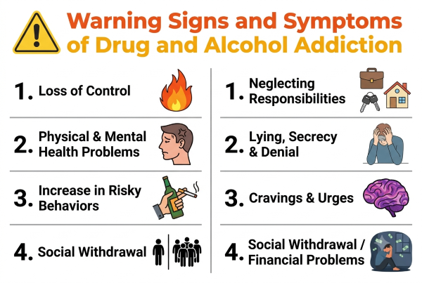 Signs and sympyoms of drug and Alcohol Addiction